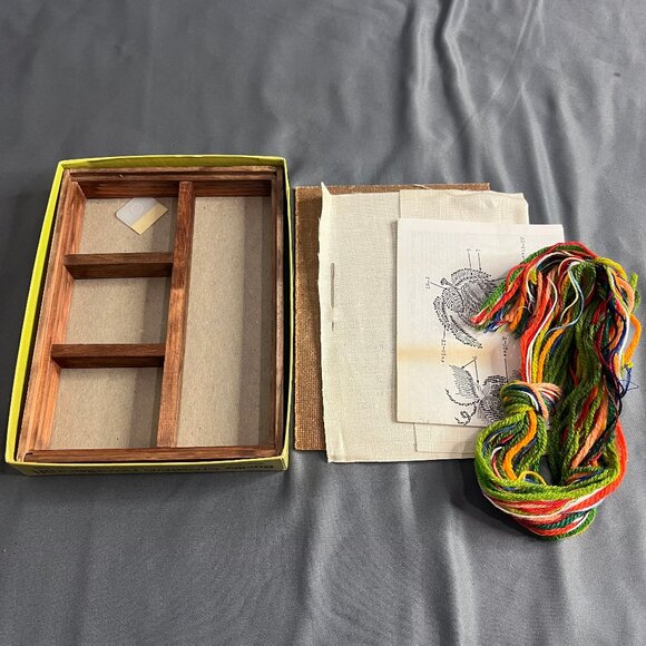 Bucilla Needlecraft Decorator Shadow Box Hutch Fresh Fruit Complete Embroidered - Picture 6 of 6